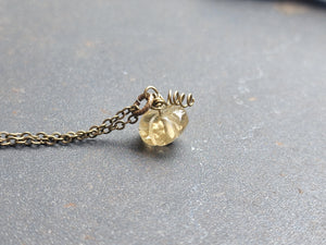 Gemstone Shaded Lemon Quartz Pumpkin Necklace