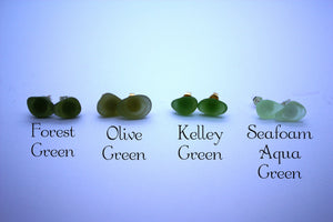 Nulu Earrings • Green Genuine Sea Glass
