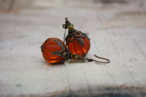 Lampwork Pumpkin Earrings