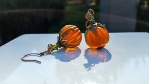 Lampwork Pumpkin Earrings