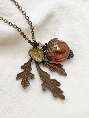 Autumn Leaf Acorn Necklace