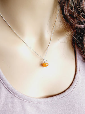 Orange Carnelian Gemstone Pumpkin Necklace