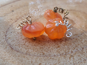 Orange Carnelian Gemstone Pumpkin Necklace