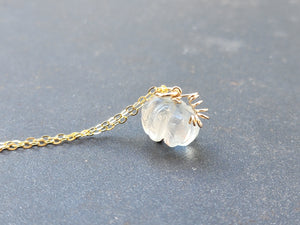 Pale Blue Fluorite Crystal Pumpkin Necklace