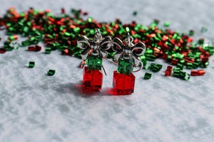 Christmas Present Earrings • Red / Green