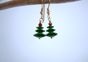 Short Christmas Tree Earrings