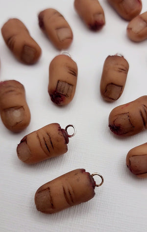 Gross Severed Finger Halloween Earrings