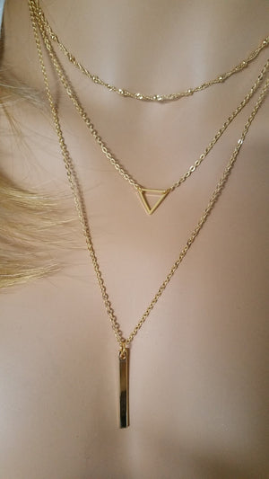 Triangle Layering Necklace Set • Gold