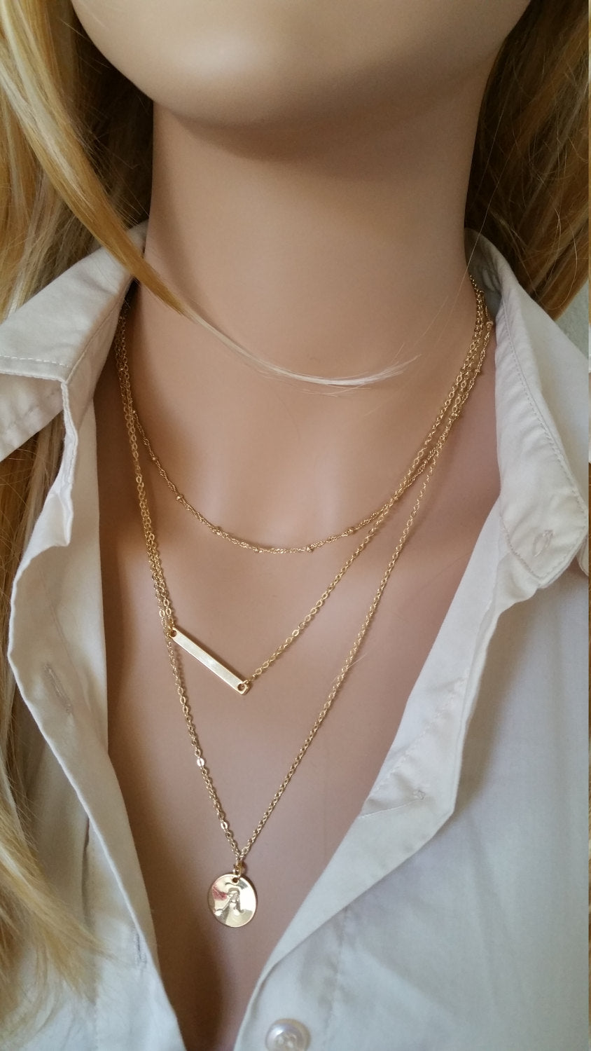 Buy Dainty Layered Set Gold and Sterling Silver Layered Necklace Initial Necklace  Personalized Jewelry Dainty Layered Necklaces B080 Online in India - Etsy