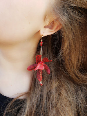 Orchid Earrings • Red