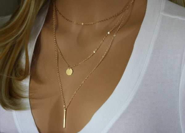 Layering Necklace Set of 3 • Gold